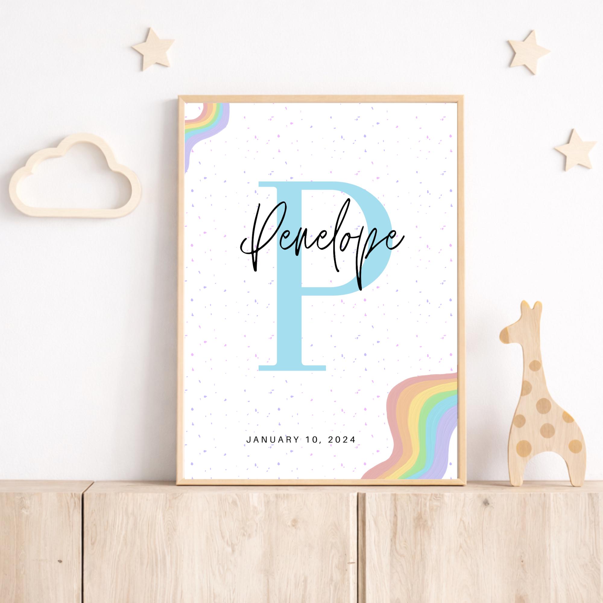 Personalized Baby Name Sign Printable | Custom Nursery Wall Art ...