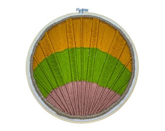 Original handmade, abstract embroidery made with a 100% cotton and natural linen. Unique one of a kind embroidery hoop art
