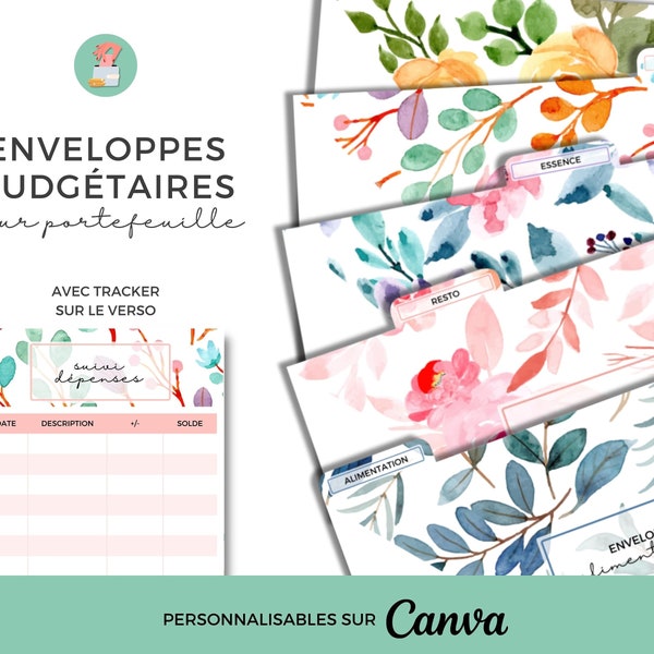 Set de 5 Enveloppes Budgétaires pour Portefeuille | Personnalisables sur Canva | Téléchargement Immédiat PDF | à Imprimer et Plastifier