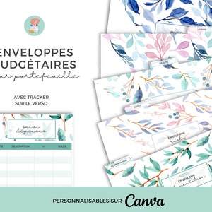 Set mit 5 Brieftaschen-Budget-Umschlägen | Anpassbar auf Canva | PDF-Sofort-Download | zum Drucken und Laminieren