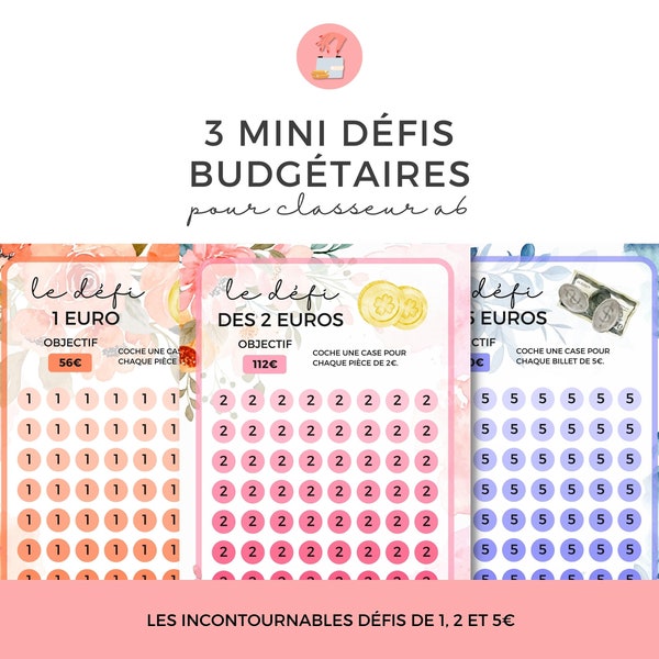 Set de 3 Mini Défis Budgétaires pour Classeur Budget A6 en Français | Téléchargement PDF | à Imprimer et Plastifier