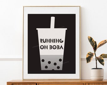 Póster de Boba: Arte minimalista de té de burbujas (descarga digital imprimible)