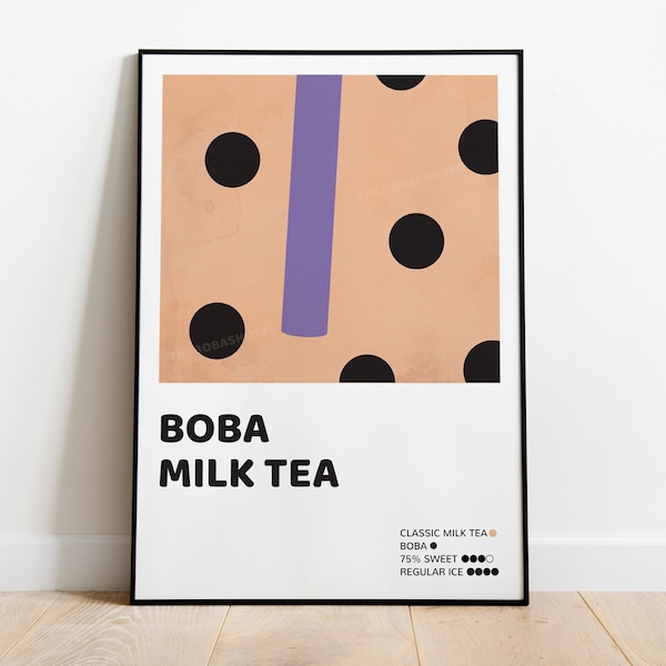 Boba Milk Tea Pantone Wall Art Poster | digital download printable home decor taiwan bubble tea