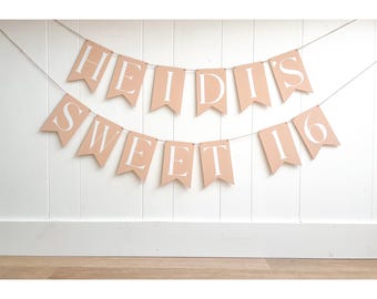 Sweet 16 Birthday Wooden Banner: Custom Sweet Sixteen Sign, 16th Birthday Party Decor