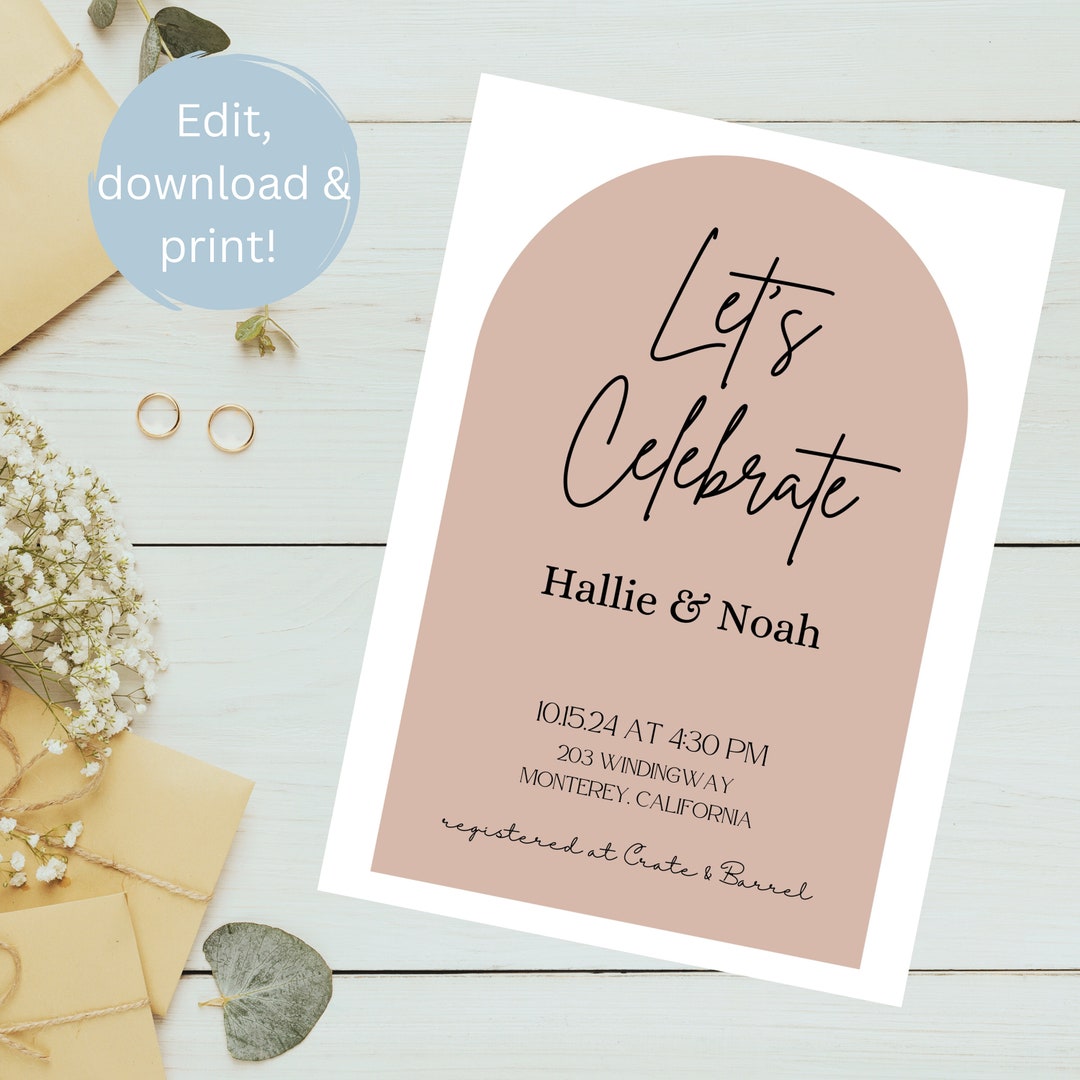 Minimalist Boho Engagement Party Invitation Minimal Wedding Etsy