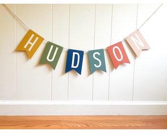 Personalized Wooden Handmade Name Banner: Custom Colorful Nursery, Kids’ Room, or Playroom Decor