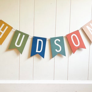 Personalized Wooden Name Banner, Colorful Wood Name Bunting Banner, Custom Kids Room Name Decor, Nursery Room Name Decoration