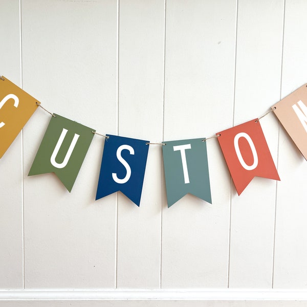 Personalized Wooden Name Banner, Colorful Wood Name Bunting Banner, Custom Kids Room Name Decor, Nursery Room Name Decoration