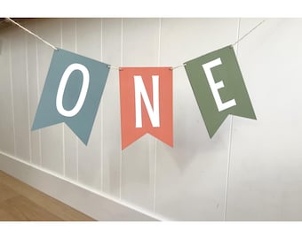 Customizable Wooden "One" Banner: First Birthday High Chair Photo Prop Decor