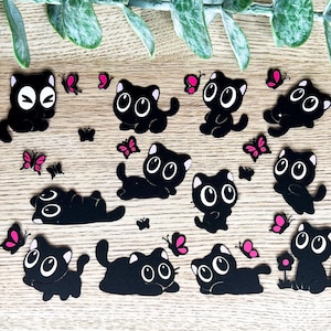 Cute Black Cat Vinyl Stickers, Black Cat Decals for Water Bottles and Tumblers, Aesthetic Stickers for Phone Case