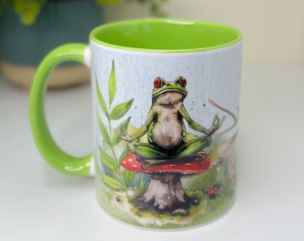 Cadeau grenouille : tasse à café en céramique cottagecore pour les amateurs et cadeaux à thème - conception grenouille unique