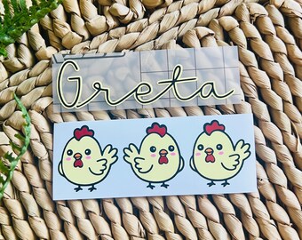 Personalized  Chicken Vinyl Decal: Waterproof Custom Name Sticker