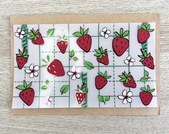 Strawberry Sticker Sheet, Waterproof Fruit Decals