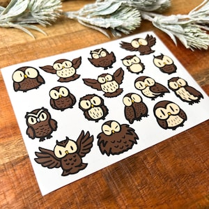 Owl Stickers, Waterproof Vinyl Owl Decals for Water Bottles and Laptops, Cute Bird Decals