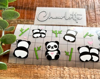 Personalized Panda Name Decal: Waterproof Vinyl Sticker for Water Bottles