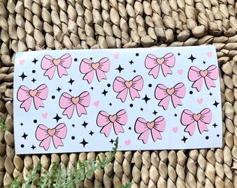 Kawaii Pink Bow Vinyl Stickers, Waterproof Decals