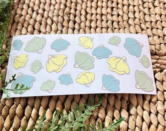 Pastel Floral Vinyl Stickers, Botanical Decals, Laptop Water Bottle Decoration