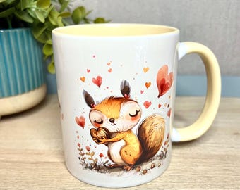 Squirrel Mug, I’m Nuts About You Coffee Cup, Woodland Mug, Anniversary, Valentine, Romantic Gift