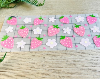 Glitter Strawberry Vinyl Decals: Kawaii Stickers for Laptops, Water Bottles