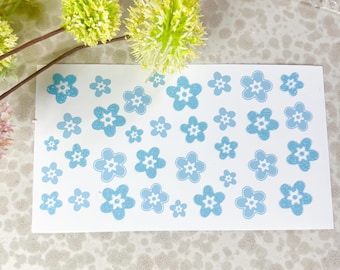 Forget Me Not Flower Vinyl Decals: Blue Glitter & Matte Floral Stickers