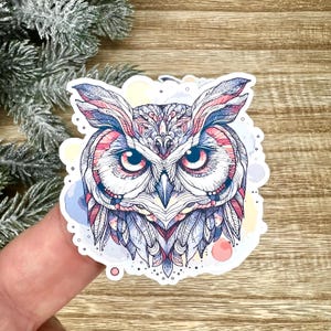Owl Sticker, Waterproof Vinyl Owl Sticker for Water Bottles and Laptops