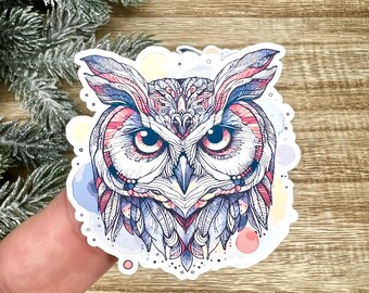 Owl Sticker, Waterproof Vinyl Decal for Laptop, Water Bottle
