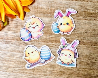 Pastel Easter Chick Stickers, Cute Vinyl Sticker Set, Aesthetic Stickers