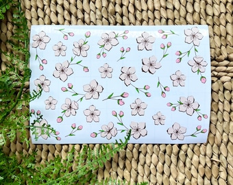 Cherry Blossom Floral Vinyl Stickers, Sakura Flowers Waterproof Decals for Water Bottles & Laptops