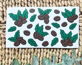 Coffee Bean Vinyl Stickers, Waterproof Decals