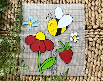 Bee and Flower Vinyl Sticker Sheet, Garden Decals