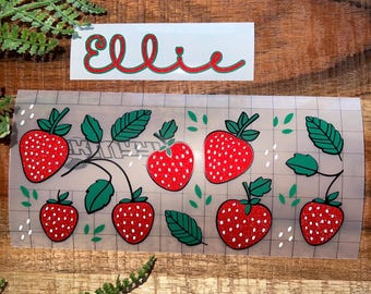 Personalized Glitter Strawberry Stickers: Waterproof Vinyl Decal Pack