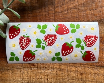 Strawberry Sticker Set, Waterproof Fruit Decals for Water Bottles, Tumblers & Laptops