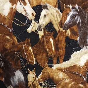 Handmade Vintage Horse Strip Quilt
