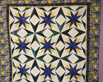 My Blue Heaven Handmade Vintage Quilt Star Paper Piecing