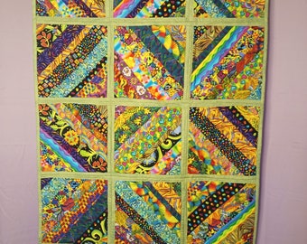 Handmade Neon Strip Box Quilt