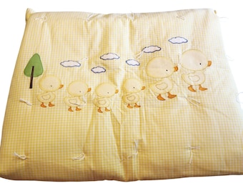 Vintage Yellow Gingham Duckling Baby Quilt Ruffle Edges Infant Toddler Blanket