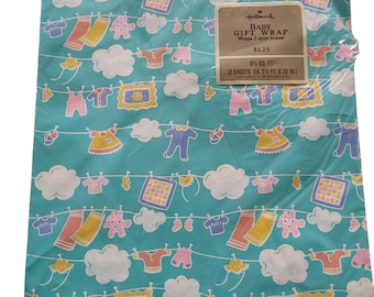 Vintage Hallmark New Baby Gift Wrap Wrapping Paper 8 1/3 sq ft