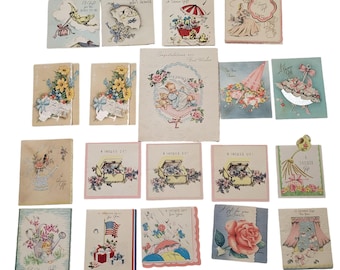 Lot von 19 Vintage Grußkarten 40s-60s Hochzeit Baby Shower Ephemera