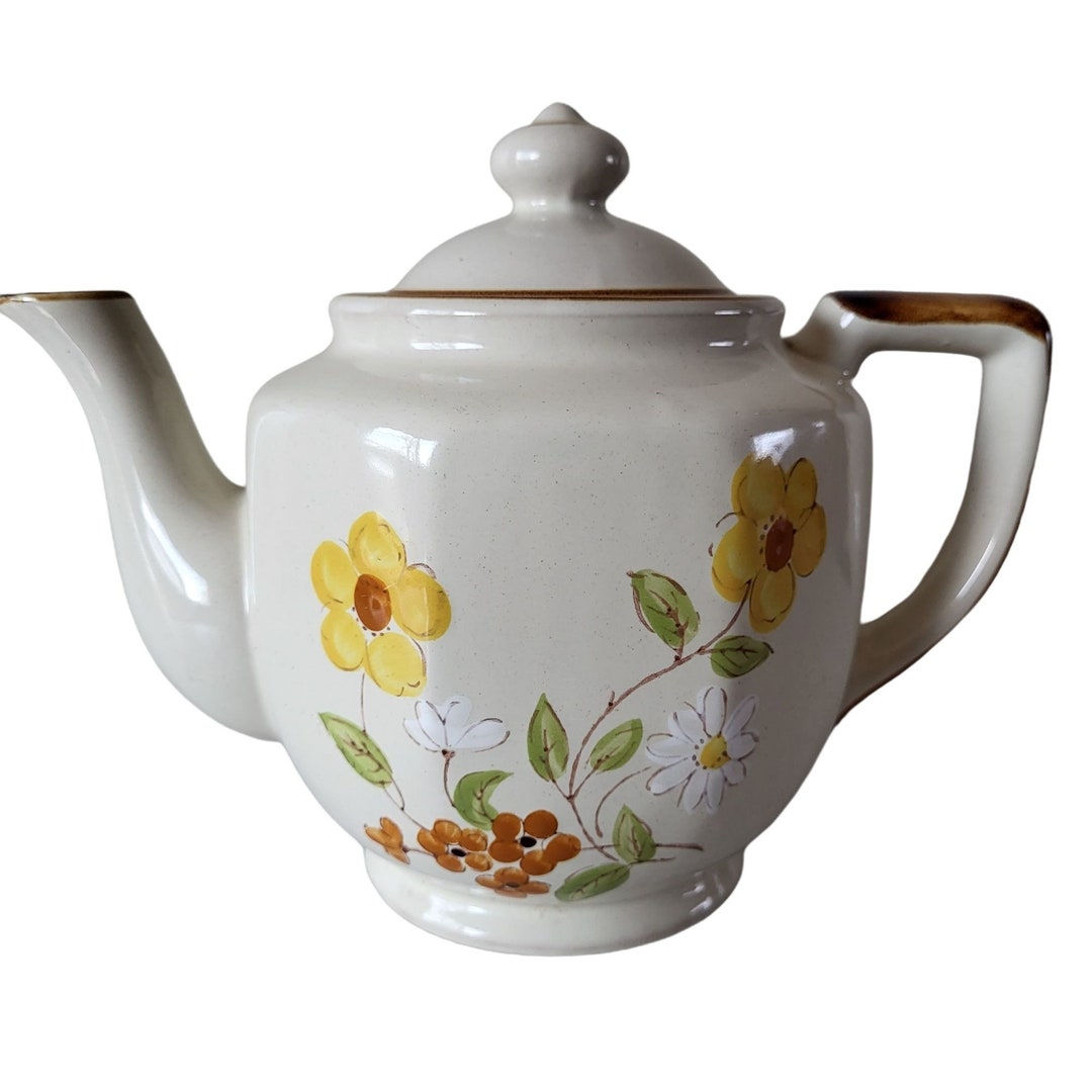 Stonecrest Teapot Floral Design 4002 Stoneware Pamela Vintage Etsy