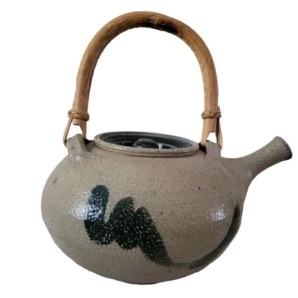 Earthenware Ceramic Decorative Teapot Tea Pot Bamboo Handle