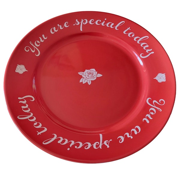 Vintage 10.5 in Plate You Are Special Today Cherry Red Plate Birthday Roses