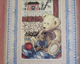 Dimensions Counted Cross Stitch Kit 6887 Teddy&#39;s Friend 8&quot;x10&quot; Matted Accents