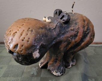 Vintage 1971 Candle Creations African Hippo Hippopotamus Figural MCM