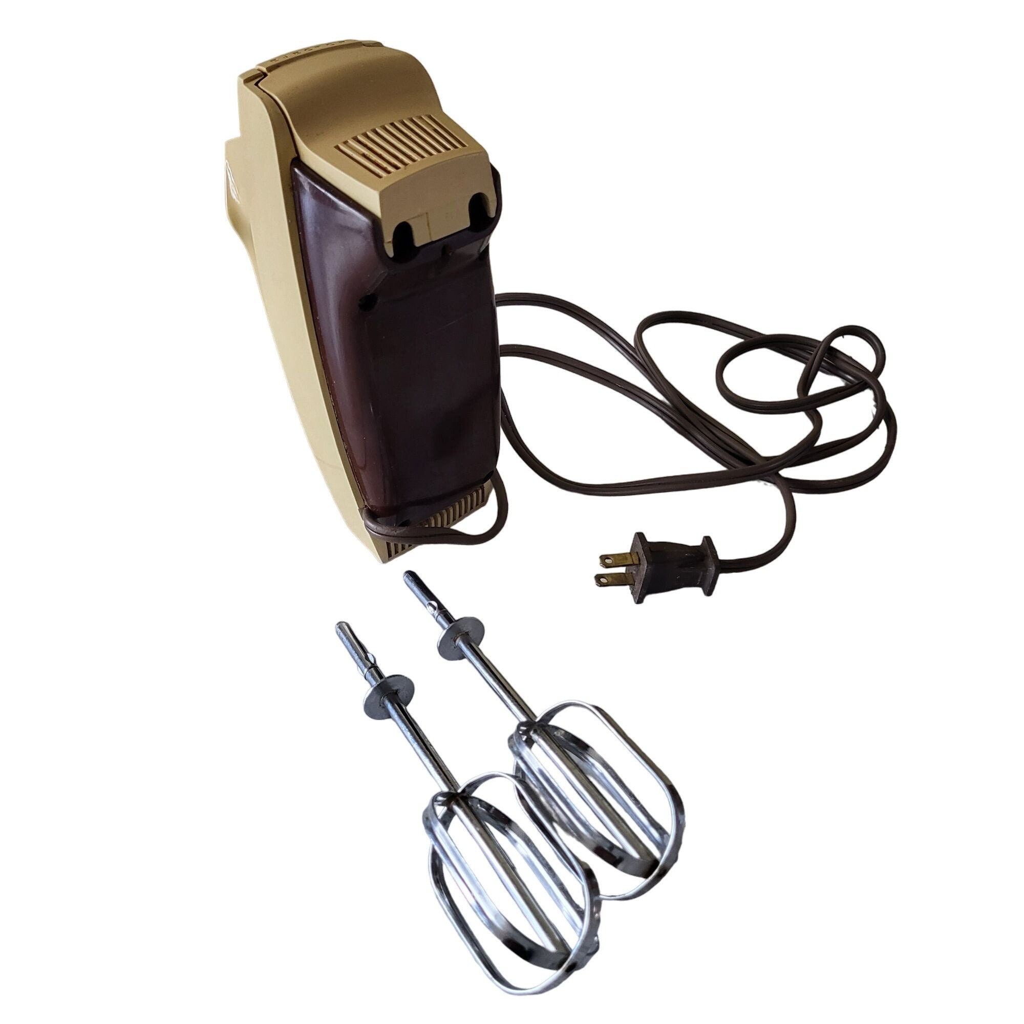 Vintage Sunbeam Mixmaster Hand Mixer 5 Speed Model 353 Harvest Gold