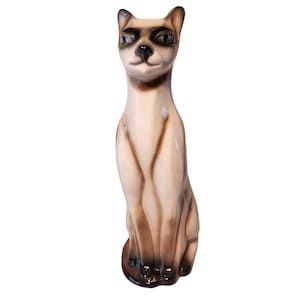 Vintage 16 in Siamese Cat Figurine Statue Hand Painted Holland Mold Ceramic