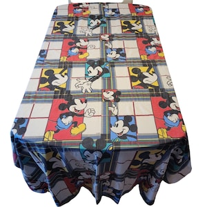 Mickey Mouse Flannel Plaid Twin Flat Bed Sheet Disney Red Yellow Blue Green