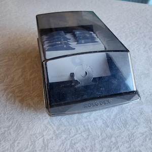 Vintage Rolodex Covered Index Card File With A-Z Dividers Black & Clear Plastic