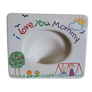 Vintage Russ Ceramic Frame I Love You Mommy 3.5" x 2.5" Oval Opening Crayon