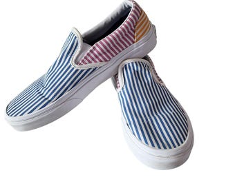 Vans Multicolor Striped Slip-On Canvas Deck Freizeitschuhe Herren 6.5 Damen 36
