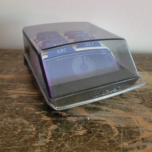 Vintage Rolodex S-310 C Covered Card File Petite Lid Smoke A-Z & Blank Cards